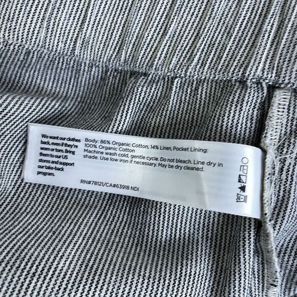 Eileen Fisher Organic Linen Tapered Pants Womens Multi Striped Crop Size Large - Picture 7 of 8